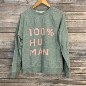 Everlane Green Sweatshirt with Pink Print